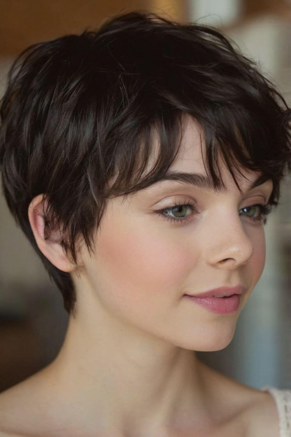 Youthful Pixie Cut with Long Bangs 11