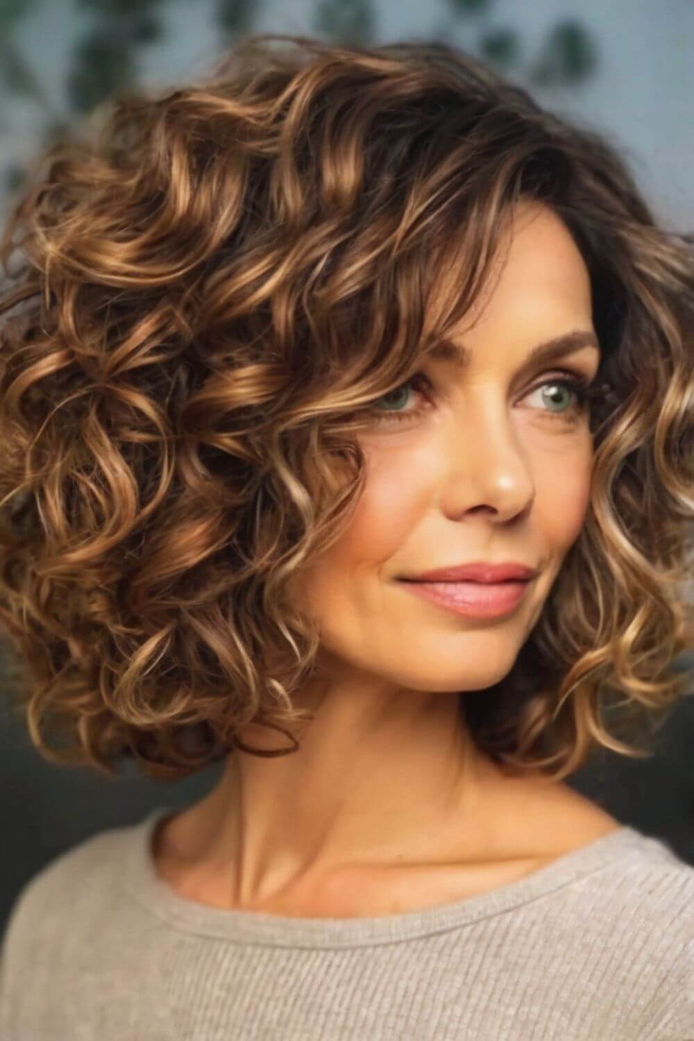 Curly Shoulder-Length Haircut