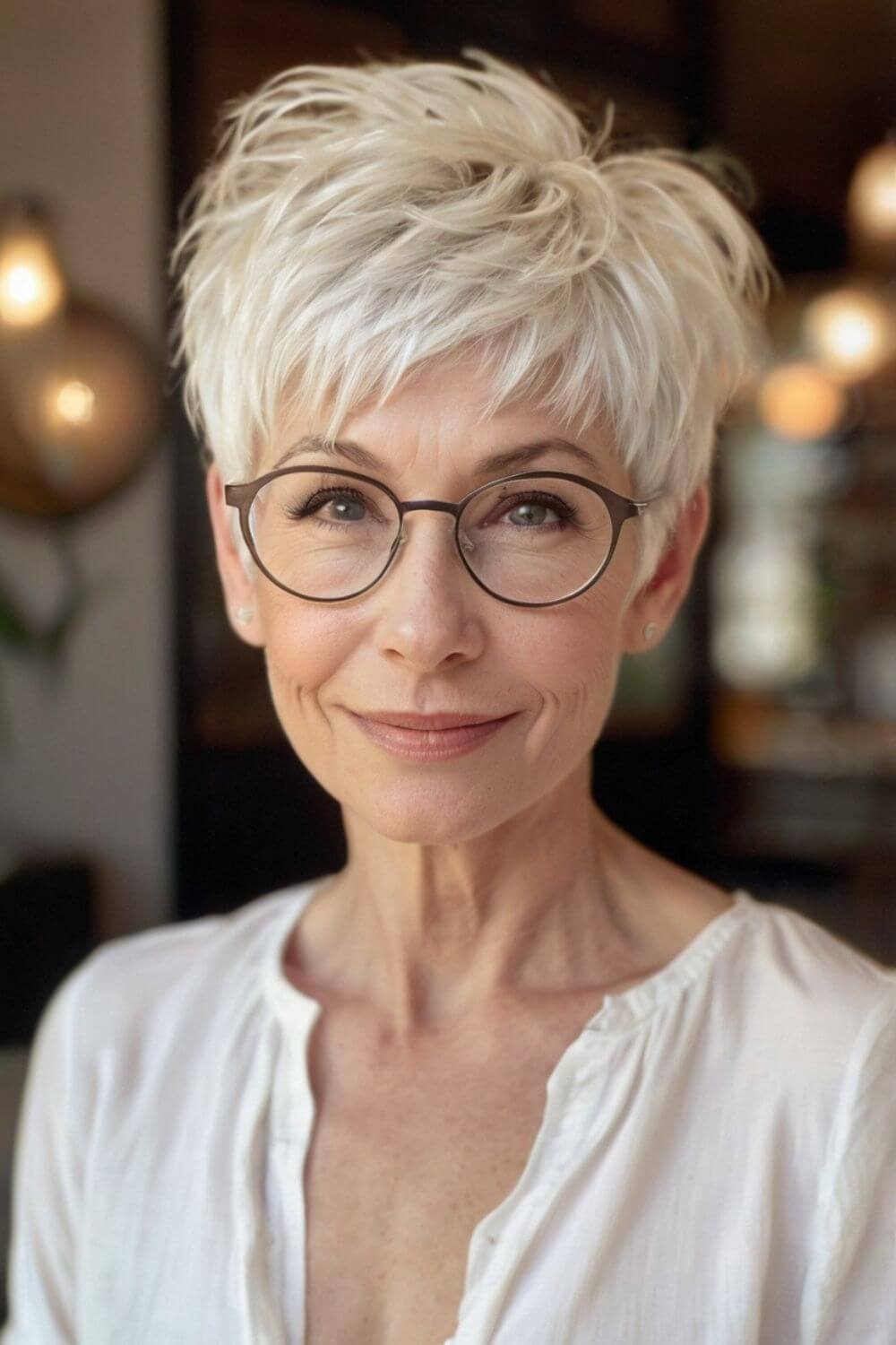 Edgy Textured White Pixie