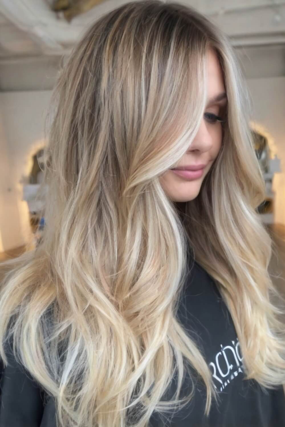 Full Balayage Blonde with Lowlights