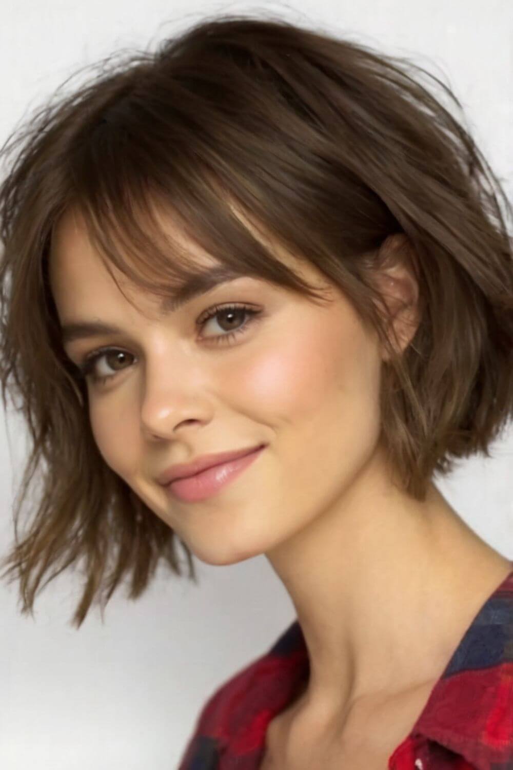 Short Textured Bob with Long Bottleneck Bangs 11