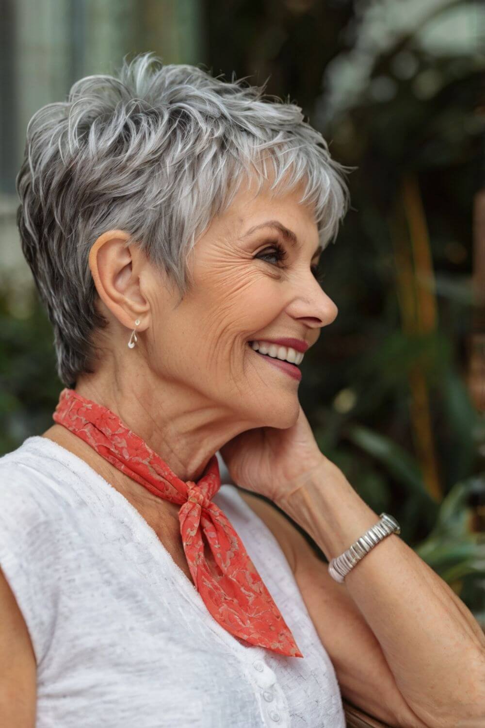 Sweet Silver Pixie with Sideburns